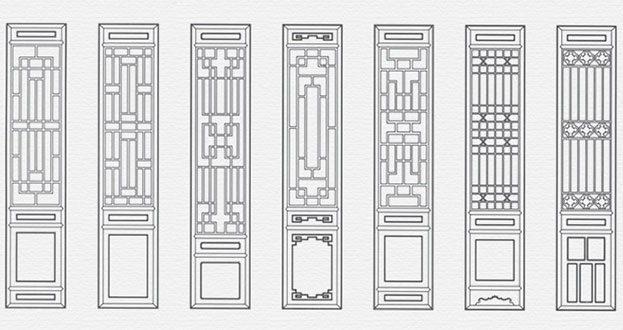 雄县常用中式仿古花窗图案隔断设计图